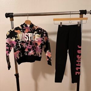 Justice Multicolor Tie-Dye Hoodie and Black Leggings